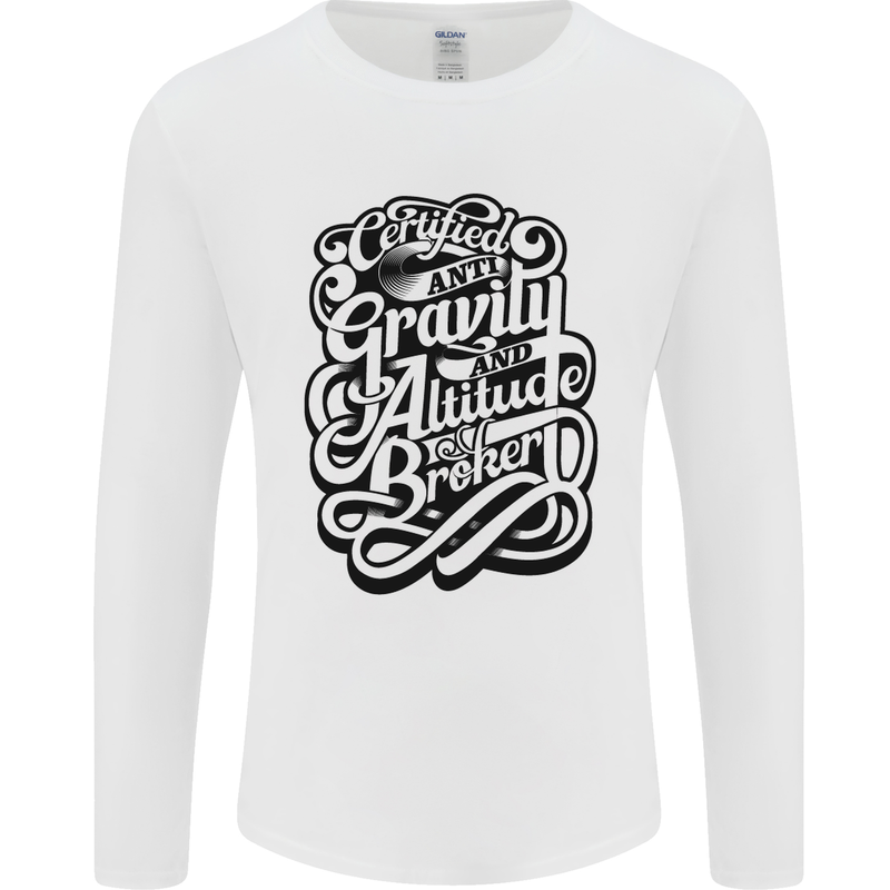Anti-Gravity Pilot Hang Gliding Paragliding Mens Long Sleeve T-Shirt White