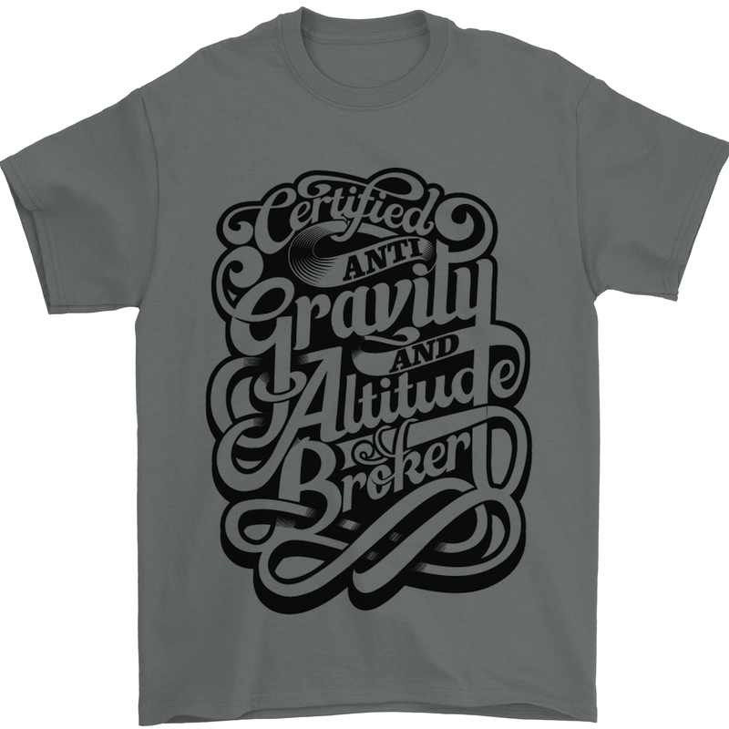 Anti-Gravity Pilot Hang Gliding Paragliding Mens T-Shirt Cotton Gildan Charcoal