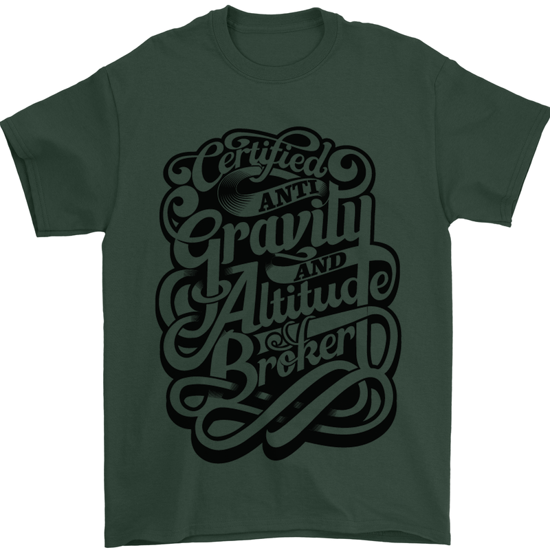 Anti-Gravity Pilot Hang Gliding Paragliding Mens T-Shirt Cotton Gildan Forest Green