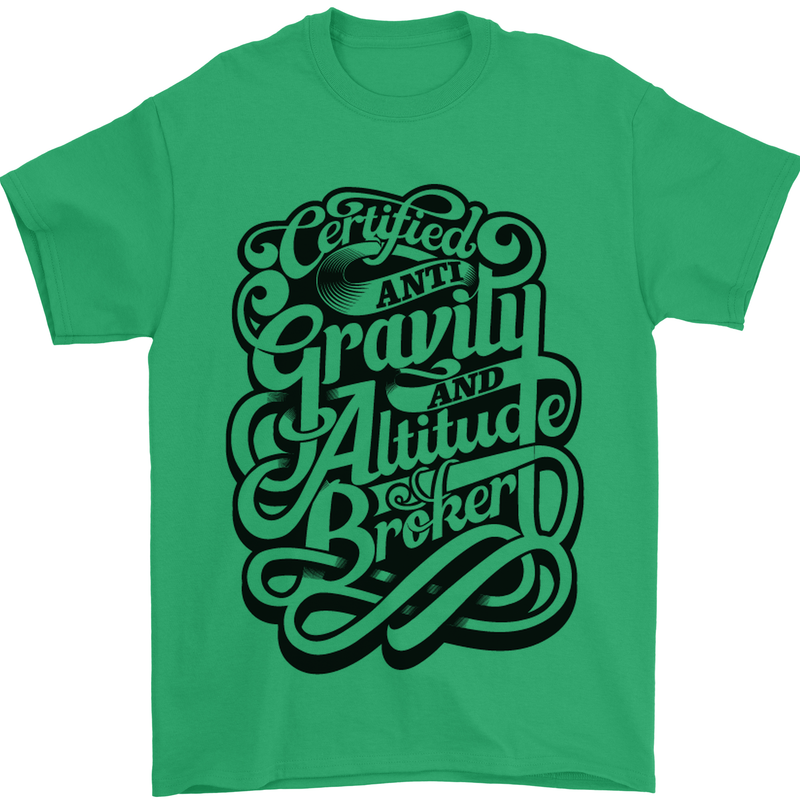 Anti-Gravity Pilot Hang Gliding Paragliding Mens T-Shirt Cotton Gildan Irish Green