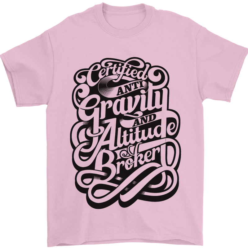 Anti-Gravity Pilot Hang Gliding Paragliding Mens T-Shirt Cotton Gildan Light Pink