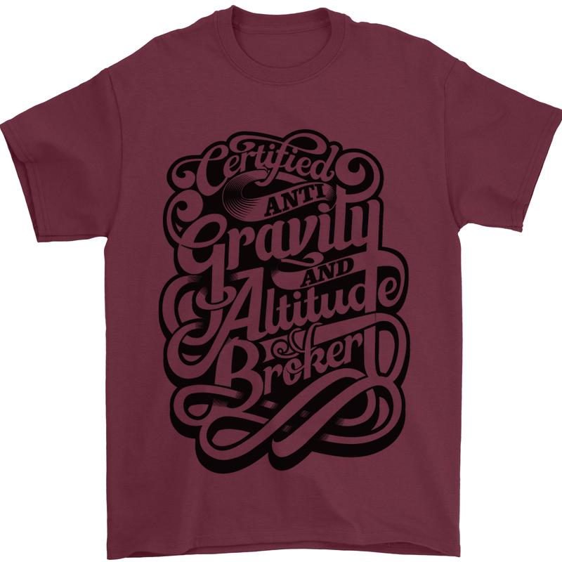 Anti-Gravity Pilot Hang Gliding Paragliding Mens T-Shirt Cotton Gildan Maroon