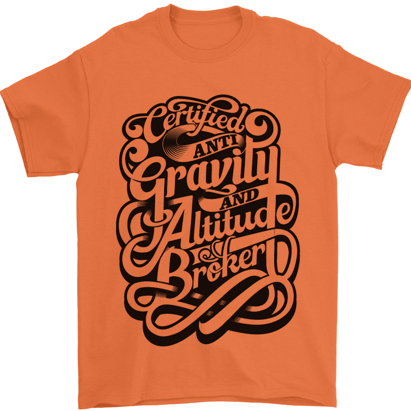 Anti-Gravity Pilot Hang Gliding Paragliding Mens T-Shirt Cotton Gildan Orange