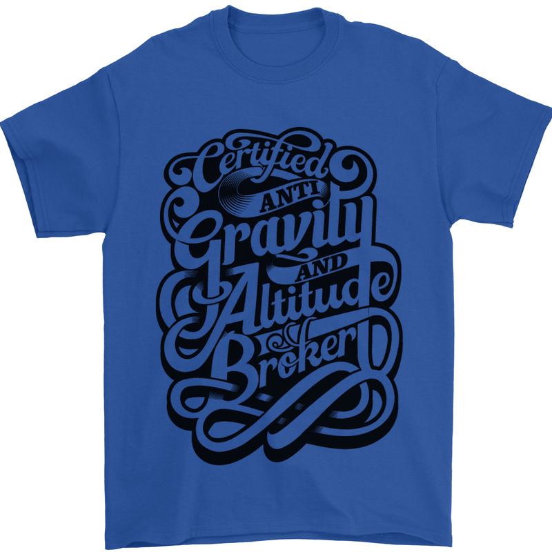 Anti-Gravity Pilot Hang Gliding Paragliding Mens T-Shirt Cotton Gildan Royal Blue