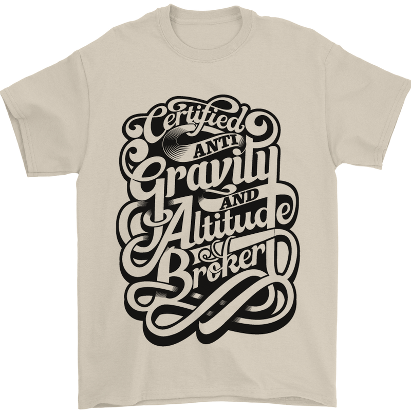 Anti-Gravity Pilot Hang Gliding Paragliding Mens T-Shirt Cotton Gildan Sand