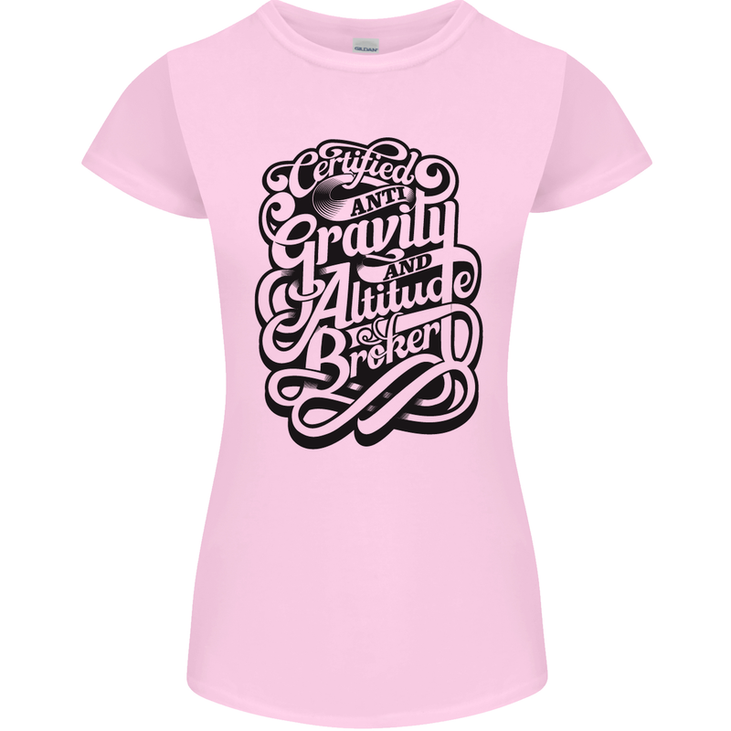 Anti-Gravity Pilot Hang Gliding Paragliding Womens Petite Cut T-Shirt Light Pink