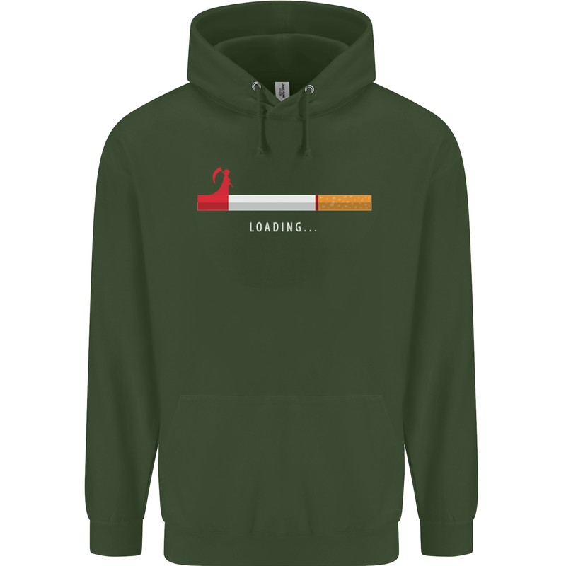 Anti Smoking Grim Reaper Smoker Give UP Mens 80% Cotton Hoodie Forest Green