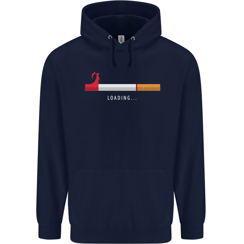 Anti Smoking Grim Reaper Smoker Give UP Mens 80% Cotton Hoodie Navy Blue