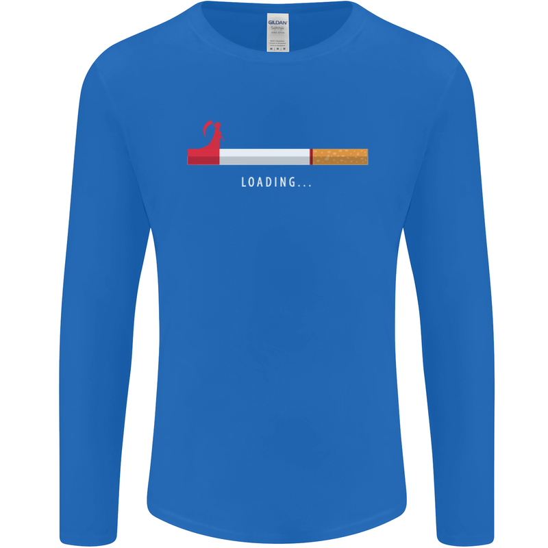 Anti Smoking Grim Reaper Smoker Give UP Mens Long Sleeve T-Shirt Royal Blue