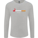 Anti Smoking Grim Reaper Smoker Give UP Mens Long Sleeve T-Shirt Sports Grey