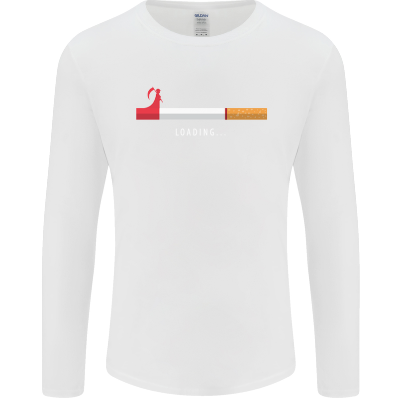Anti Smoking Grim Reaper Smoker Give UP Mens Long Sleeve T-Shirt White