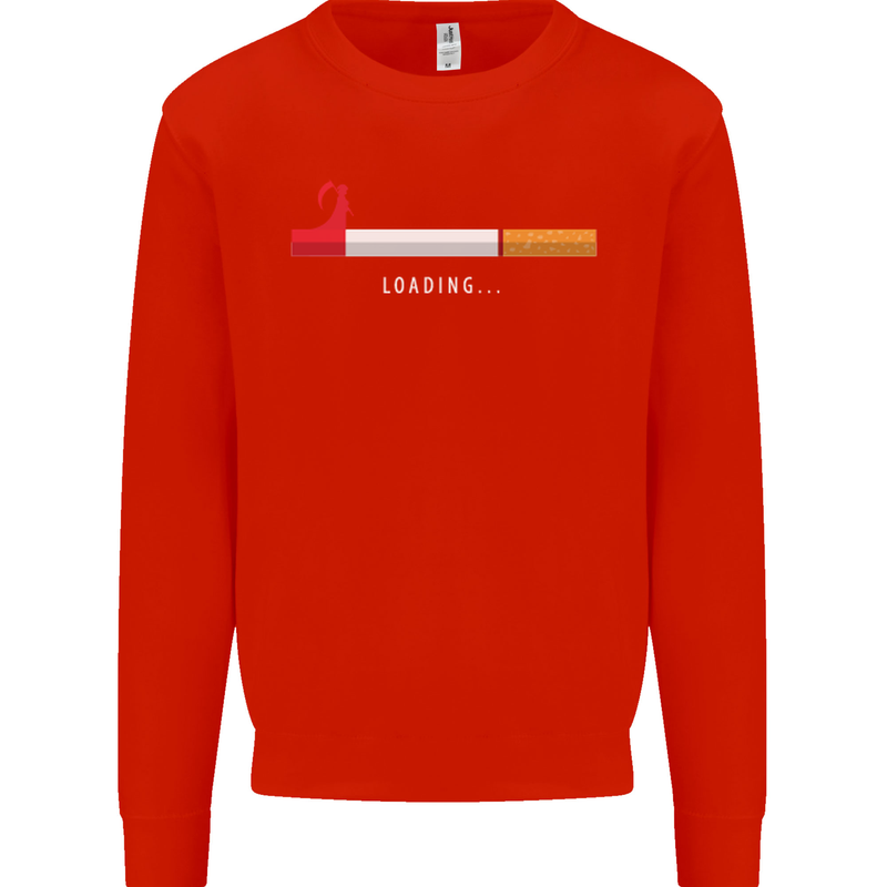Anti Smoking Grim Reaper Smoker Give UP Mens Sweatshirt Jumper Bright Red