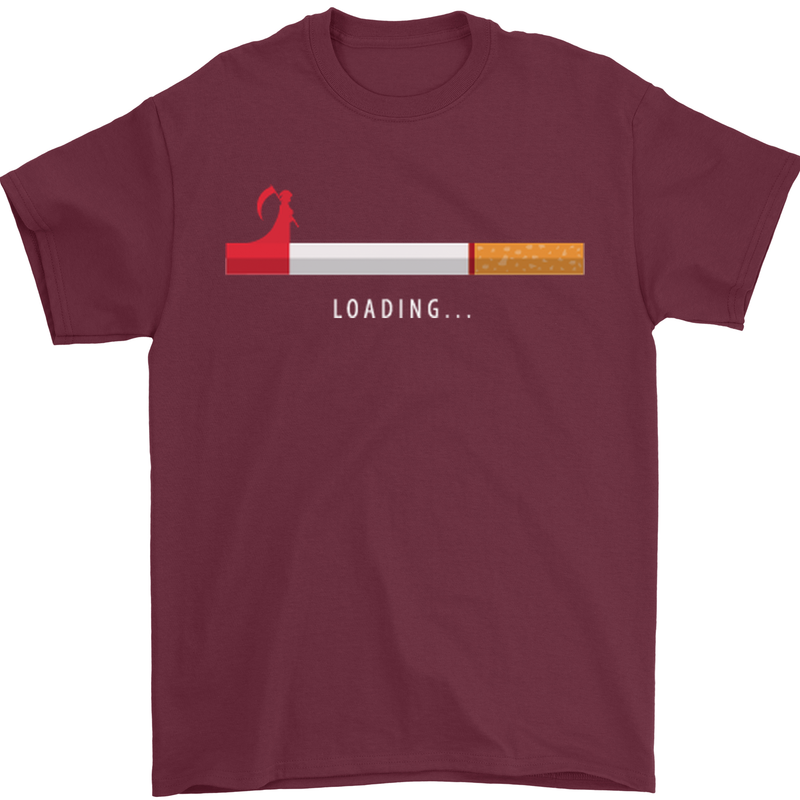 Anti Smoking Grim Reaper Smoker Give UP Mens T-Shirt Cotton Gildan Maroon