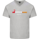 Anti Smoking Grim Reaper Smoker Give UP Mens V-Neck Cotton T-Shirt Sports Grey