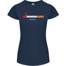 Anti Smoking Grim Reaper Smoker Give UP Womens Petite Cut T-Shirt Navy Blue