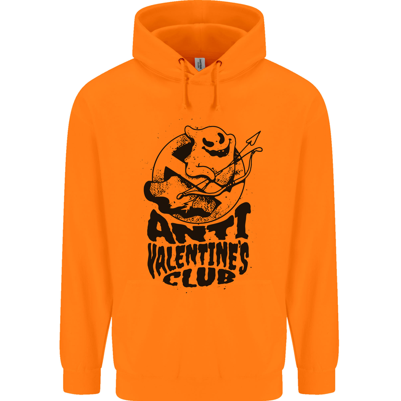 Anti Valentines Club Romance Single Day Childrens Kids Hoodie Orange