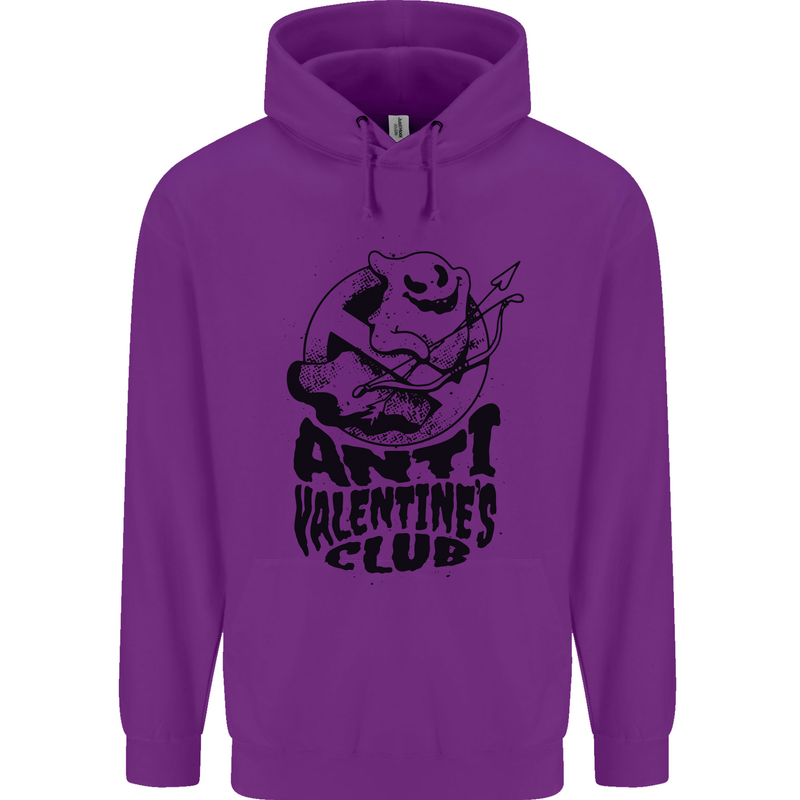 Anti Valentines Club Romance Single Day Childrens Kids Hoodie Purple