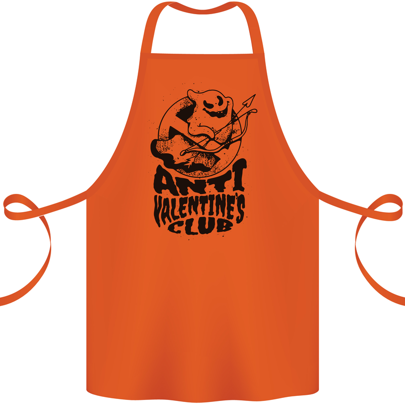 Anti Valentines Club Romance Single Day Cotton Apron 100% Organic Orange