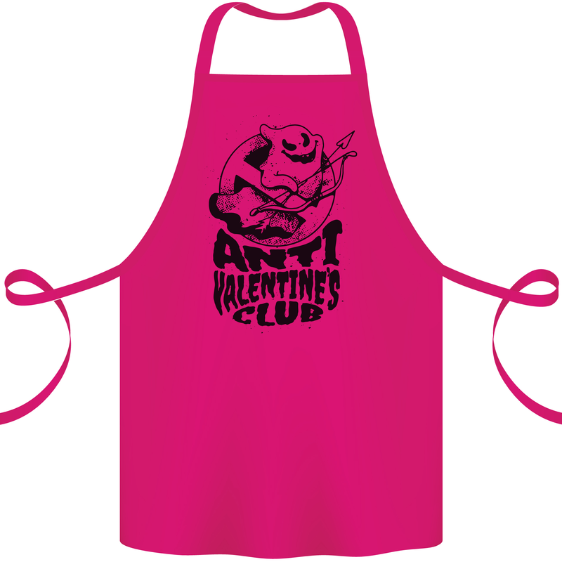 Anti Valentines Club Romance Single Day Cotton Apron 100% Organic Pink