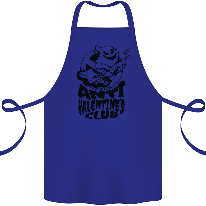 Anti Valentines Club Romance Single Day Cotton Apron 100% Organic Royal Blue