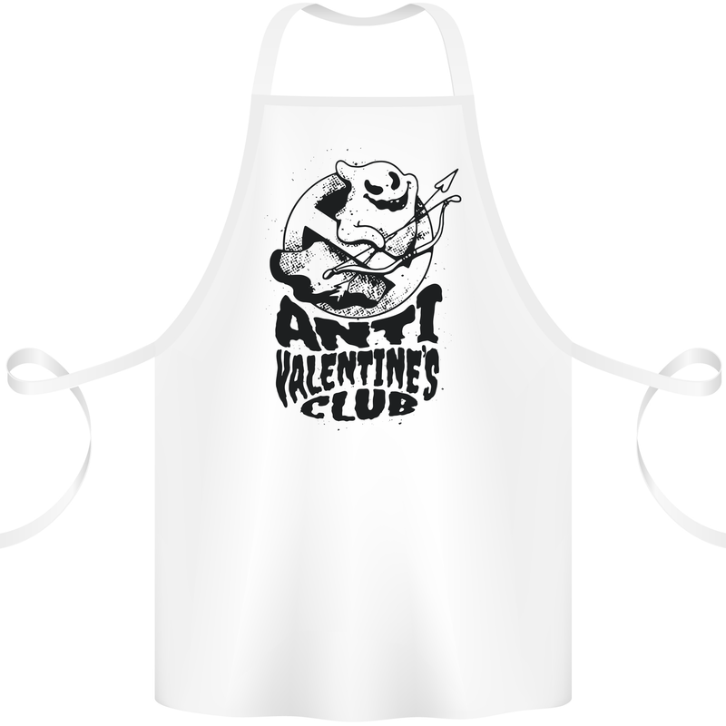 Anti Valentines Club Romance Single Day Cotton Apron 100% Organic White