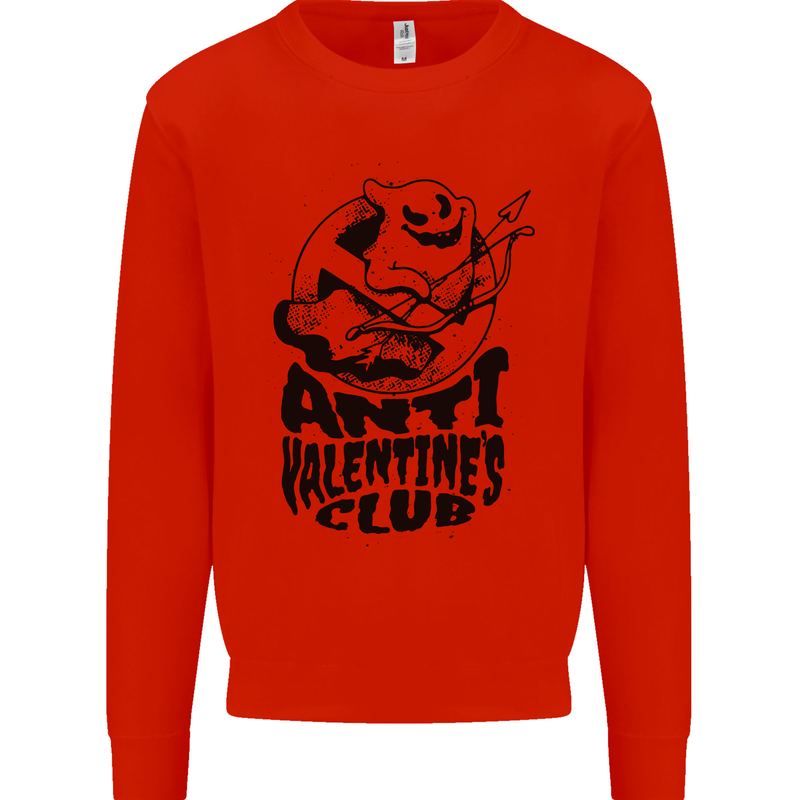 Anti Valentines Club Romance Single Day Kids Sweatshirt Jumper Bright Red