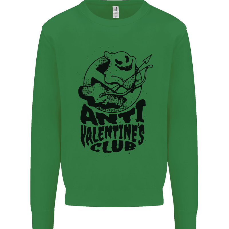 Anti Valentines Club Romance Single Day Kids Sweatshirt Jumper Irish Green