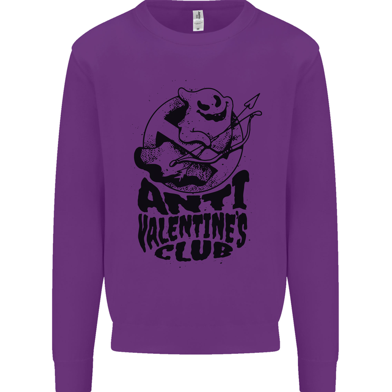 Anti Valentines Club Romance Single Day Kids Sweatshirt Jumper Purple