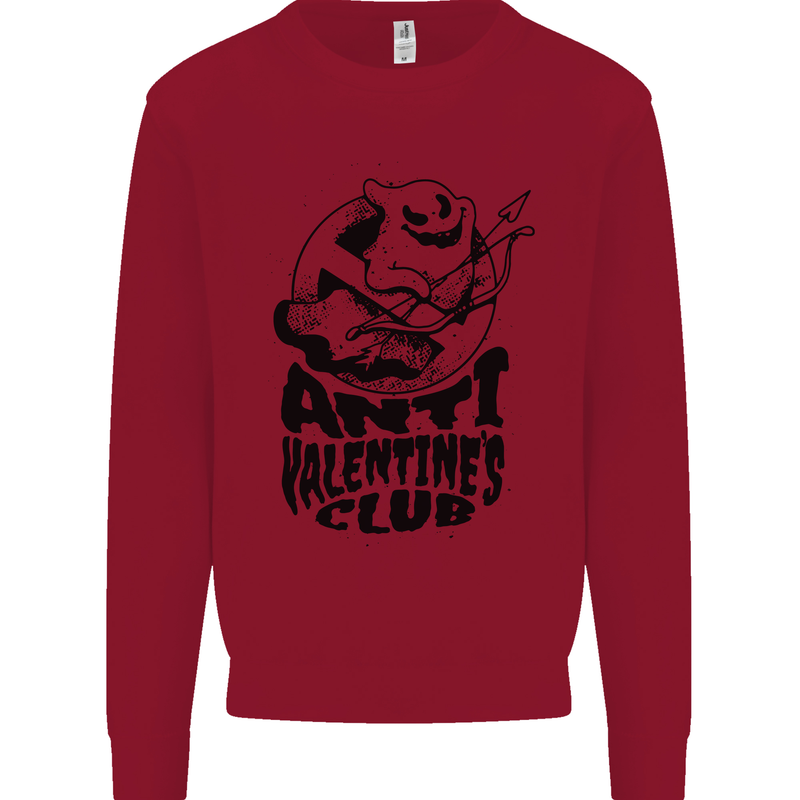 Anti Valentines Club Romance Single Day Kids Sweatshirt Jumper Red