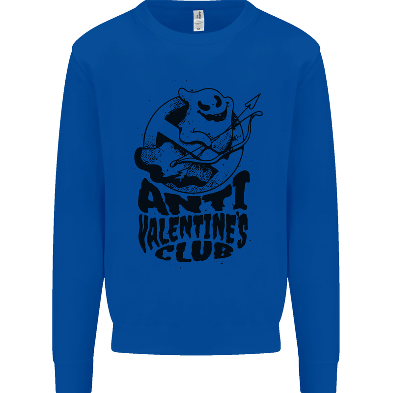 Anti Valentines Club Romance Single Day Kids Sweatshirt Jumper Royal Blue