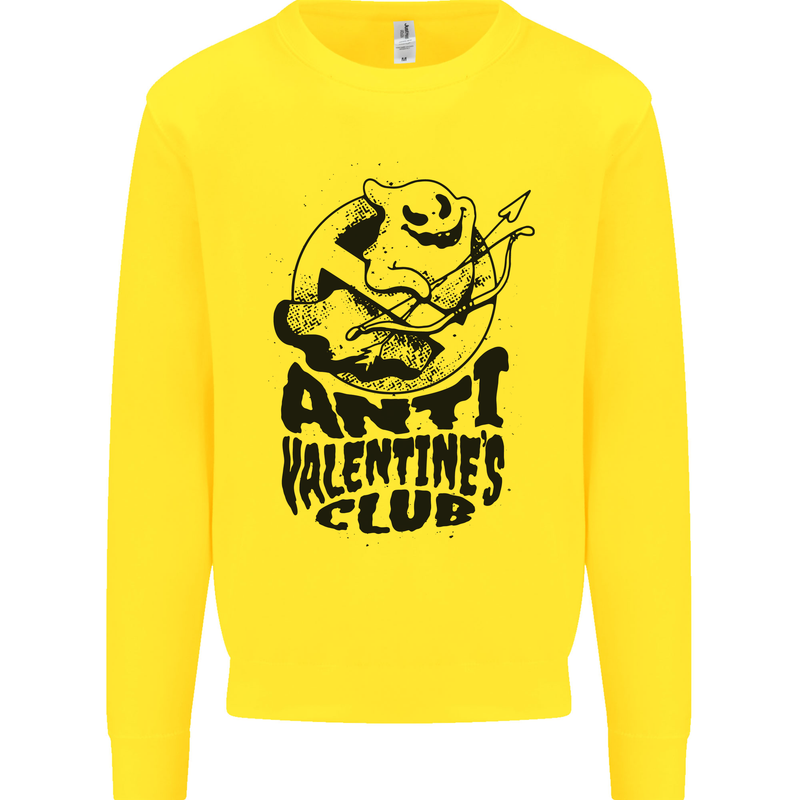 Anti Valentines Club Romance Single Day Kids Sweatshirt Jumper Yellow