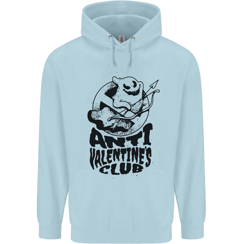 Anti Valentines Club Romance Single Day Mens 80% Cotton Hoodie Light Blue