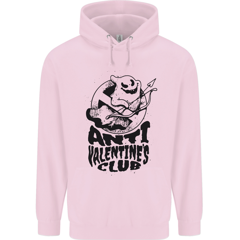 Anti Valentines Club Romance Single Day Mens 80% Cotton Hoodie Light Pink