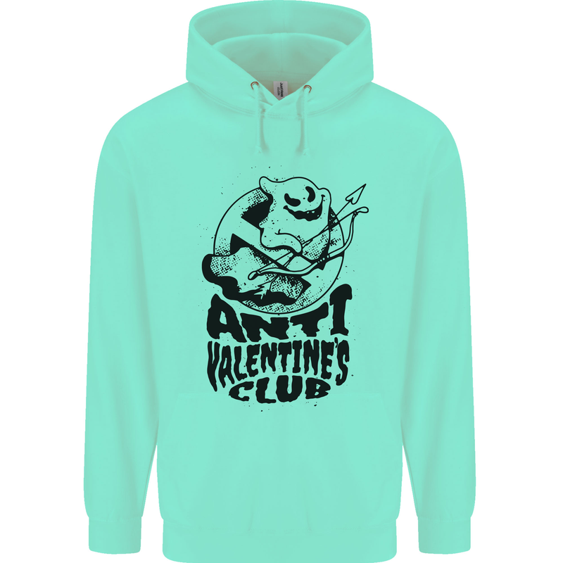 Anti Valentines Club Romance Single Day Mens 80% Cotton Hoodie Peppermint