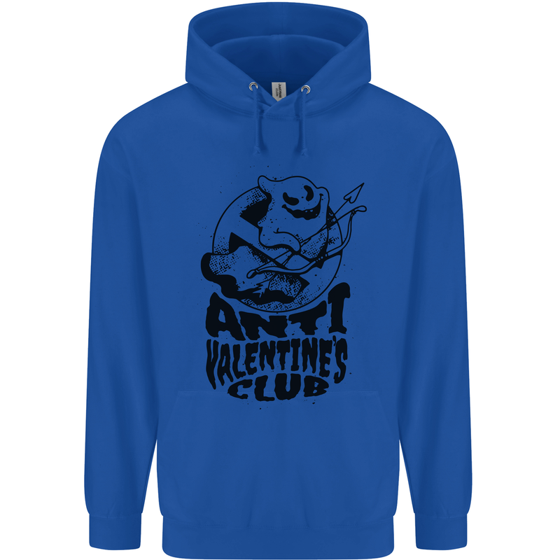 Anti Valentines Club Romance Single Day Mens 80% Cotton Hoodie Royal Blue