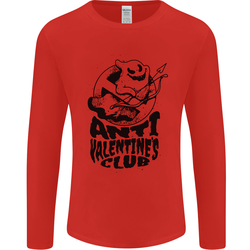 Anti Valentines Club Romance Single Day Mens Long Sleeve T-Shirt Red