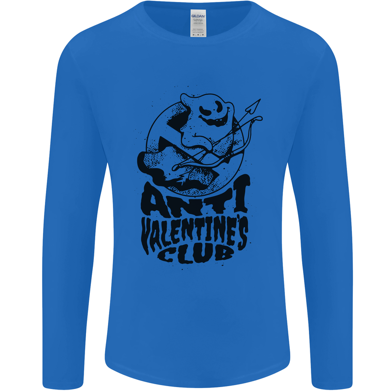 Anti Valentines Club Romance Single Day Mens Long Sleeve T-Shirt Royal Blue