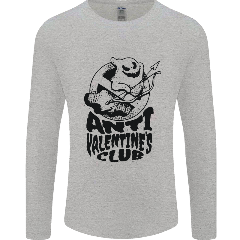 Anti Valentines Club Romance Single Day Mens Long Sleeve T-Shirt Sports Grey