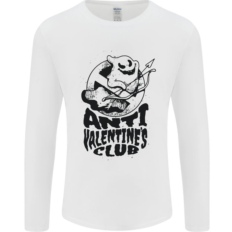 Anti Valentines Club Romance Single Day Mens Long Sleeve T-Shirt White