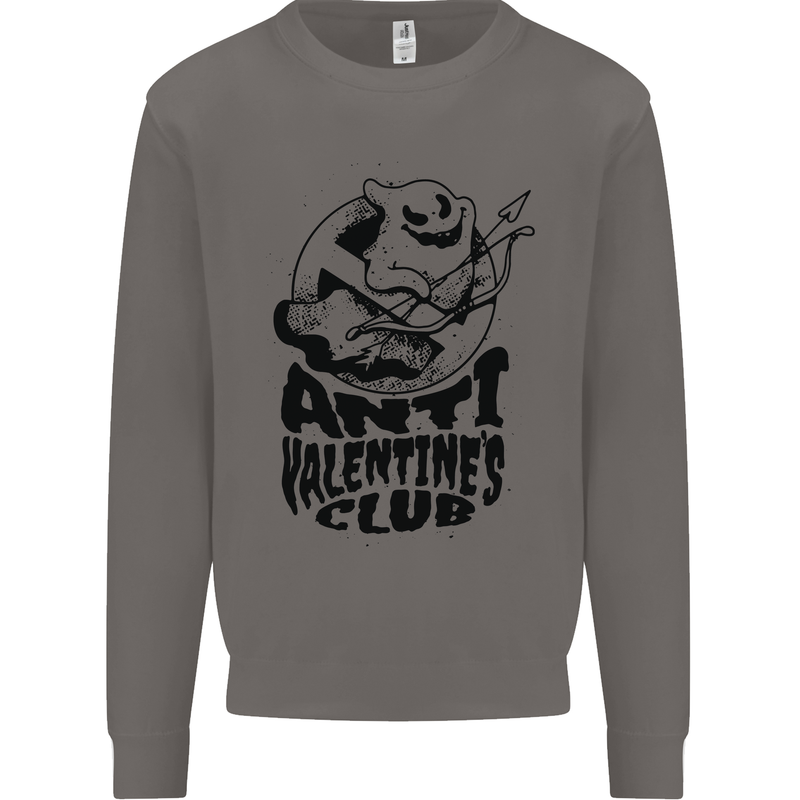 Anti Valentines Club Romance Single Day Mens Sweatshirt Jumper Charcoal