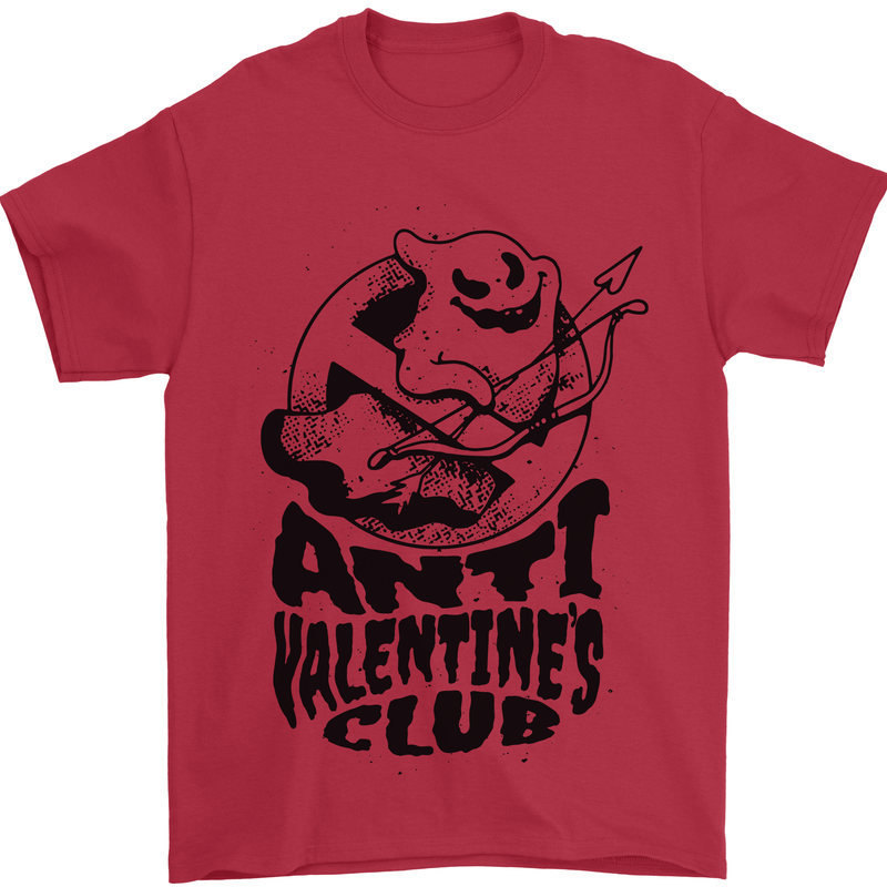 Anti Valentines Club Romance Single Day Mens T-Shirt 100% Cotton Red