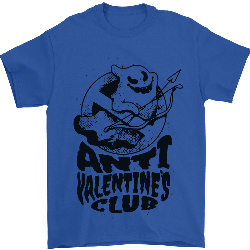 Anti Valentines Club Romance Single Day Mens T-Shirt 100% Cotton Royal Blue