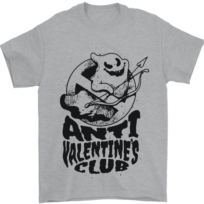 Anti Valentines Club Romance Single Day Mens T-Shirt 100% Cotton Sports Grey