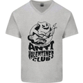 Anti Valentines Club Romance Single Day Mens V-Neck Cotton T-Shirt Sports Grey