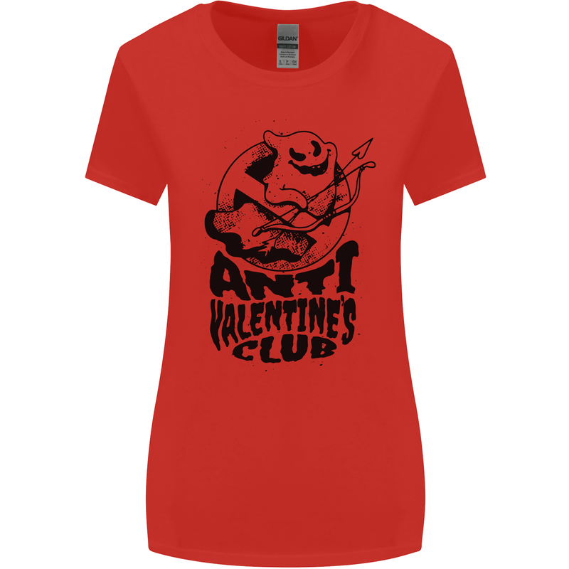 Anti Valentines Club Romance Single Day Womens Wider Cut T-Shirt Red