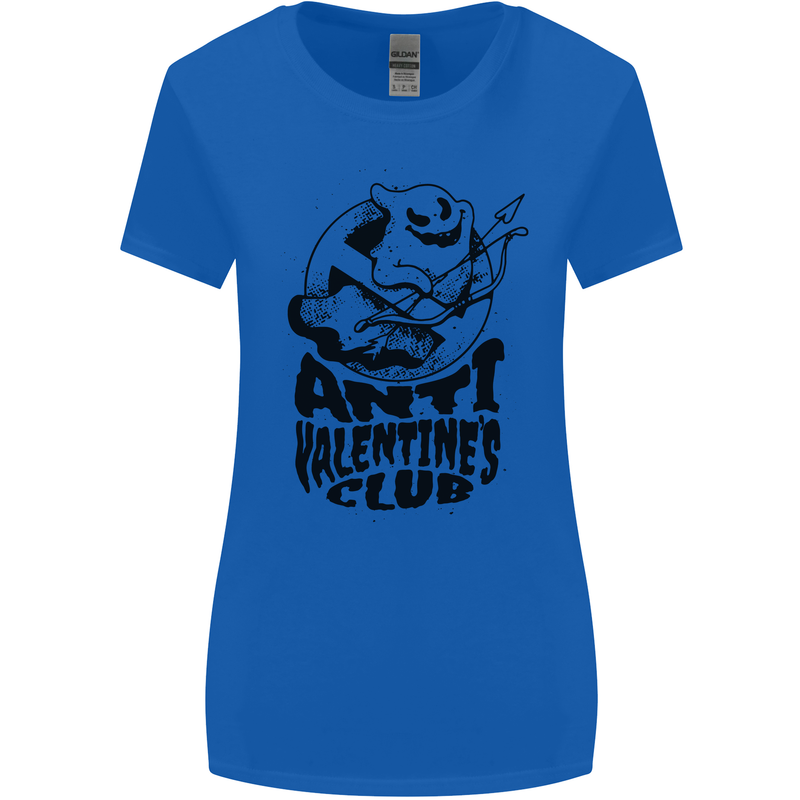 Anti Valentines Club Romance Single Day Womens Wider Cut T-Shirt Royal Blue