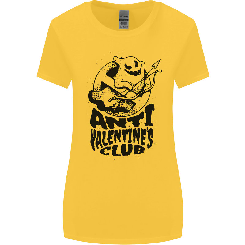 Anti Valentines Club Romance Single Day Womens Wider Cut T-Shirt Yellow