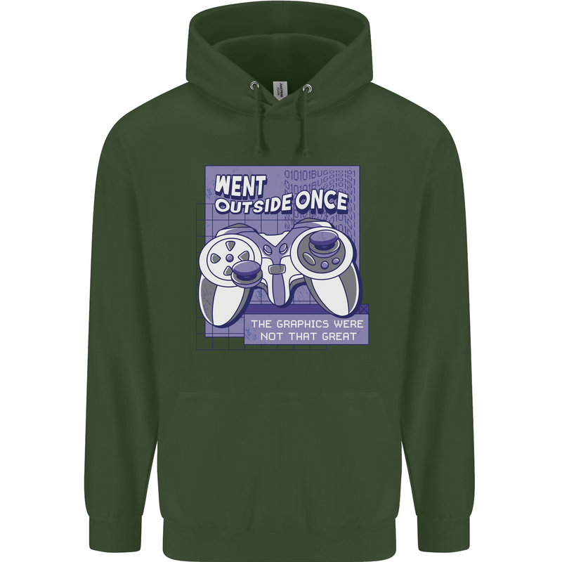 Antisocial Gamer Gaming Funny Graphics Childrens Kids Hoodie Forest Green
