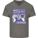 Antisocial Gamer Gaming Funny Graphics Mens V-Neck Cotton T-Shirt Charcoal