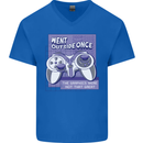 Antisocial Gamer Gaming Funny Graphics Mens V-Neck Cotton T-Shirt Royal Blue
